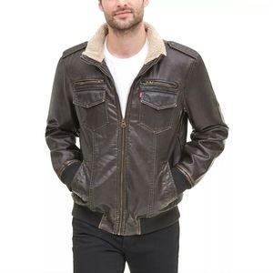 Levi's Men's Sherpa Lined Faux Leather Aviator Bomber